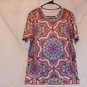 Pink and Blue Graphic Relaxed Short Sleeve Tee